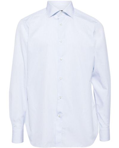 ZEGNA Pinstriped Cotton Shirt - White