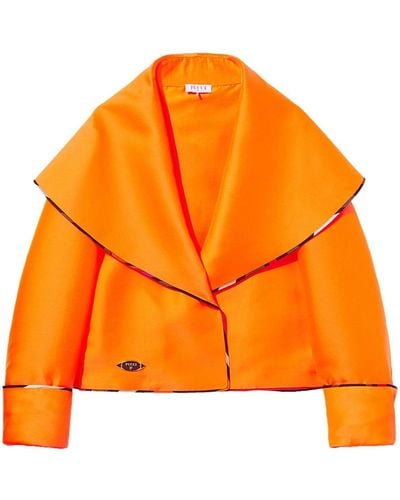 Emilio Pucci Logo-plaque Wide-collar Jacket - Orange