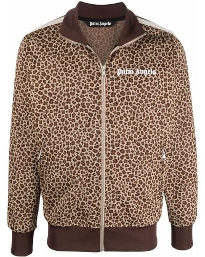 Palm Angels Leopard Track Jacket - Brown