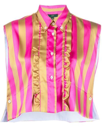 Jejia Cropped Stripe-print Shirt - Pink