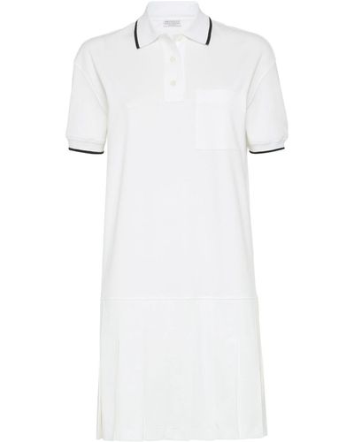 Brunello Cucinelli Stripe-tipping Cotton Minidress - White