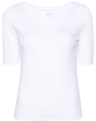 Majestic Filatures T-shirt Maglia à col v - Blanc