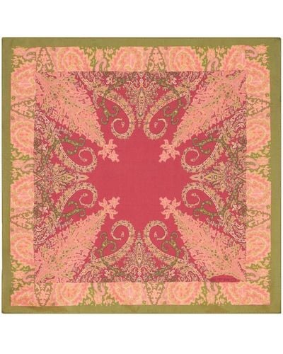 Etro Abstract-print Silk Pocket Square - Pink