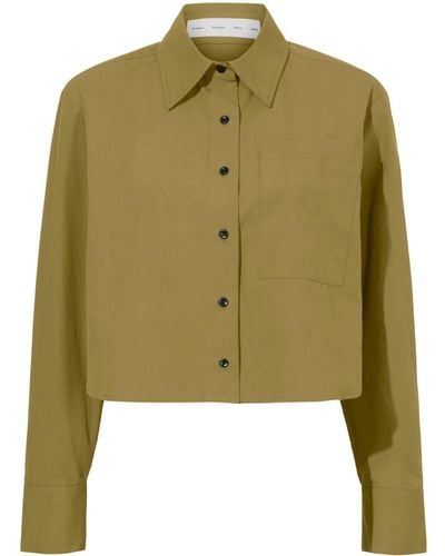 Proenza Schouler Long-sleeve Poplin Cropped Shirt - グリーン