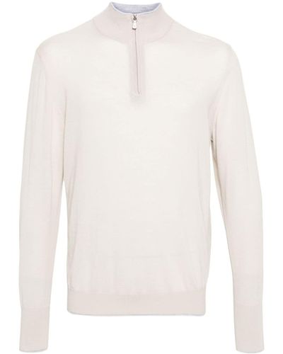 Eleventy Half-zip Wool Sweater - White