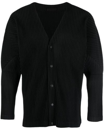 Homme Plissé Issey Miyake Pleated Buttoned Cardigan - Black