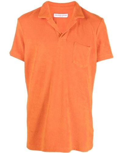 Orlebar Brown Poloshirt Met Split In De Hals - Oranje