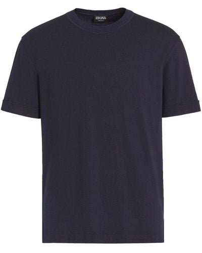 Zegna Wollen T-shirt - Blauw