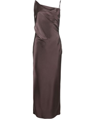 Nanushka Asymmetric Satin Midi Dress - Purple