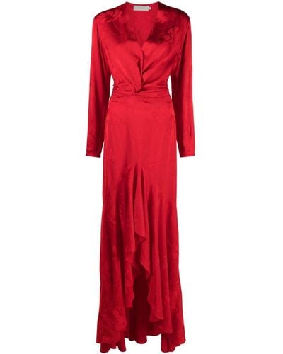Silvia Tcherassi Albarella Floral Jacquard Gown - Women's - Viscose - Red