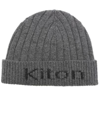Kiton Logo Cashmere Beanie - Grey
