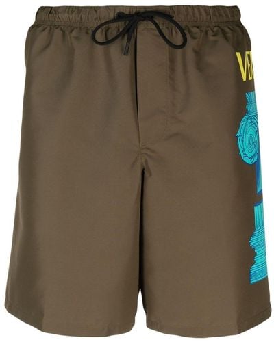 Versace Badeshorts mit Logo-Print - Grün