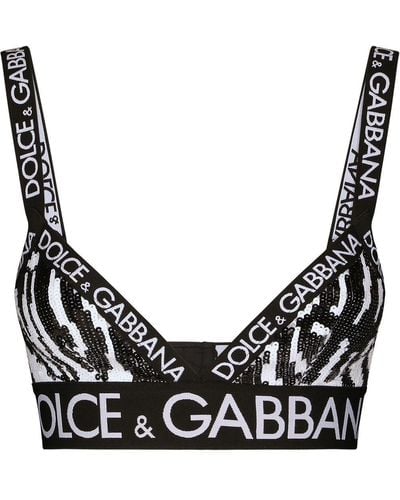 Dolce & Gabbana Zebra Embroidery Sequin Bra - Black