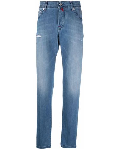 Kiton Mid-rise Distressed Jeans - Blue