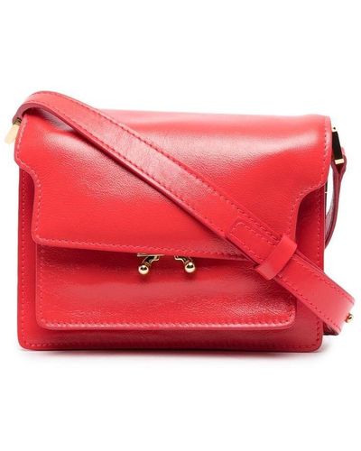 Marni Trunk Leather Crossbody Bag - Red
