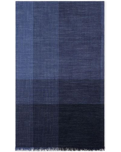 Brunello Cucinelli チェックパターン スカーフ - ブルー