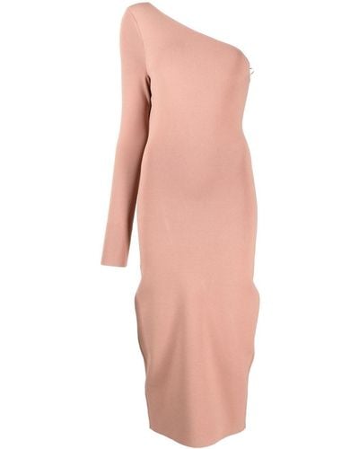 Victoria Beckham Ribbed-detail One-shoulder Dress - Pink