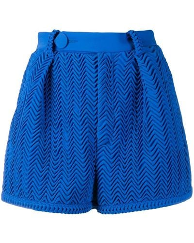 Marco De Vincenzo Pleated Wave Pattern Shorts - Blue