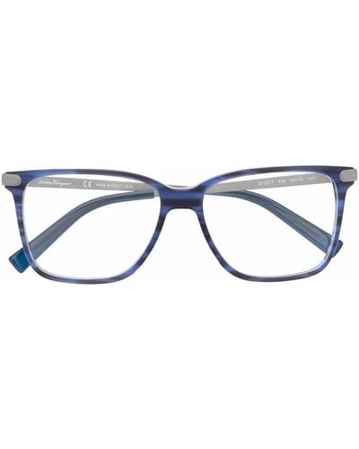 Ferragamo スクエア眼鏡フレーム - ブルー