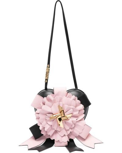 Moschino Herzförmige Schultertasche mit Schleifendetail - Pink