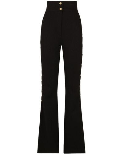 Dolce & Gabbana Pantalon bootcut à taille haute boutonnée - Noir