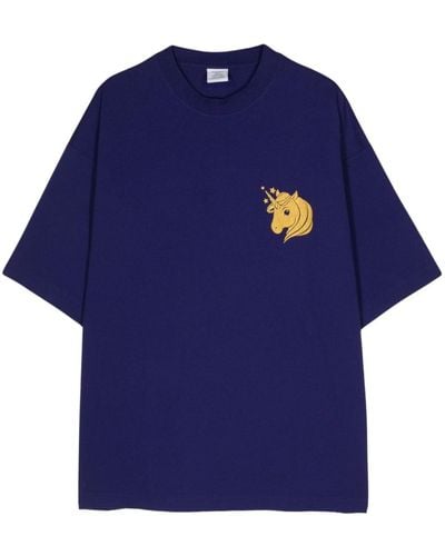 Vetements Unicorn-print Cotton T-shirt - Blue