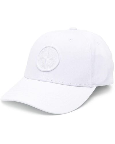 Stone Island Baseball Hat In White Reps With Logo
