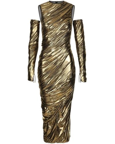 Dolce & Gabbana Foiled-finish Panelled Dress - Green