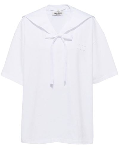 Miu Miu Embroidered Cotton Shirt - White