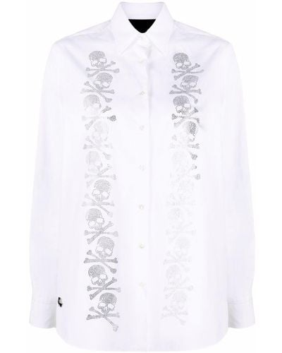 Philipp Plein Rhinestone-skull Button-up Shirt - White