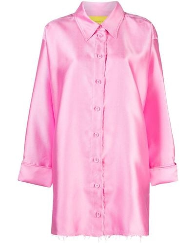 Marques'Almeida Raw-cut Button-up Satin Overshirt - Pink