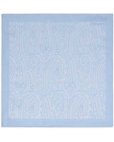 Etro Carré de poche en soie à imprimé cachemire - Bleu