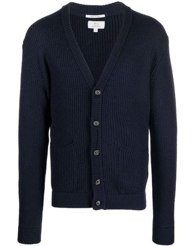 Woolrich Ribbed Button-up Cardigan - Blue