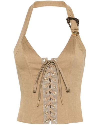 Versace Jeans Couture Corset Lace-up Top - Natural