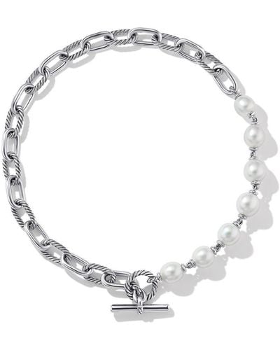 David Yurman Sterling Silver Dy Madison Pearl Chain Necklace - White