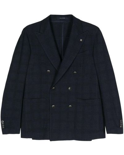 Tagliatore Patterned-jacquard Double-breasted Blazer - Blue