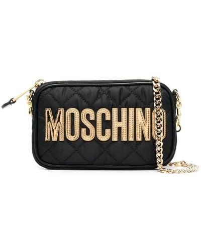 Moschino Logo Appliqué Shoulder Bag - Black