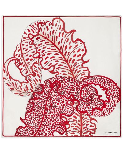 Ferragamo Foulard en soie à fleurs - Rouge