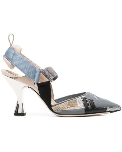 Fendi Colibrì 85mm Panelled Court Shoes - Metallic