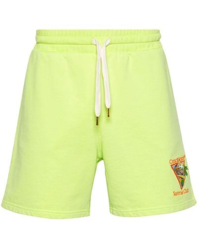 Casablanca Tennis Club-embroidered Track Shorts - Yellow