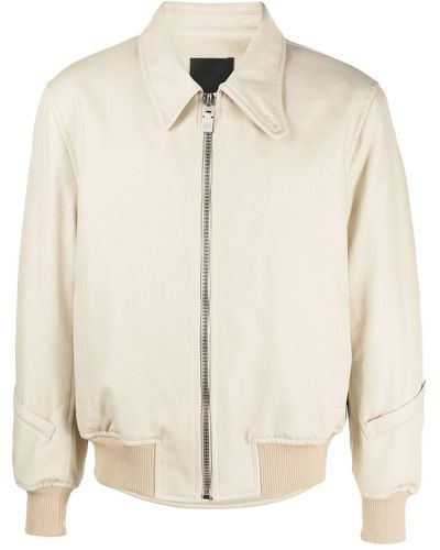 Givenchy Embossed-logo Zip-up Jacket - Natural