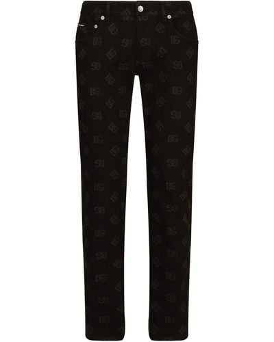 Dolce & Gabbana Dg Logo Print Jeans - Black