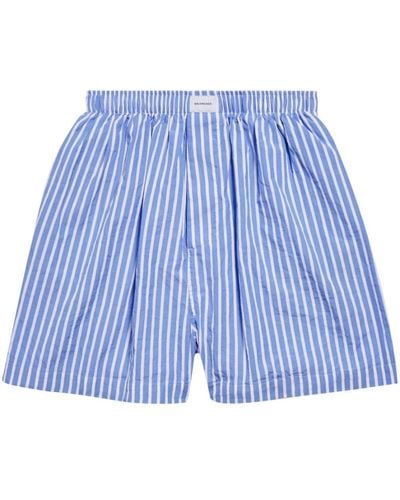 Balenciaga Striped Cotton Shorts - Blue