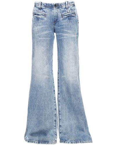 retroféte Tief sitzende Wide-Leg-Jeans - Blau