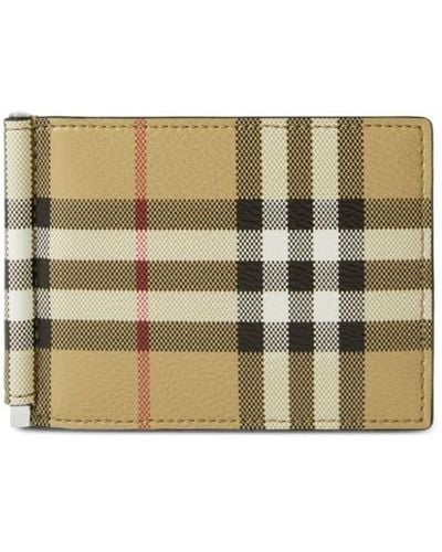 Burberry Checked Bi-fold Clip Wallet - Natural