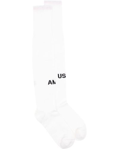 Ambush Logo-jacquard Ribbed Socks - White