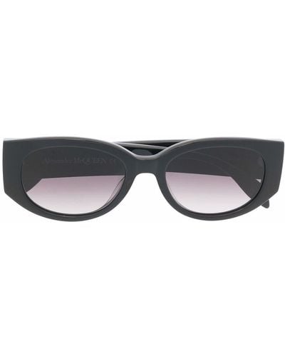 Alexander McQueen Alexander Mc Queen Oval-frame Logo-print Sunglasses - Black