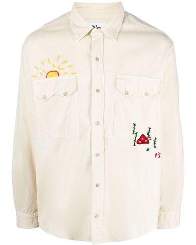 President's Rodeo Embroidered-design Cotton Shirt - Natural