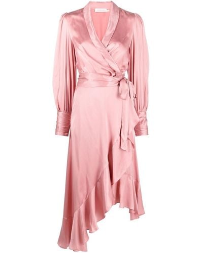Zimmermann Ruffle-trim Silk Dress - Pink