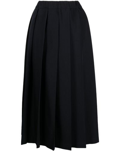 Comme des Garçons Pleated Wool Midi Skirt - Black